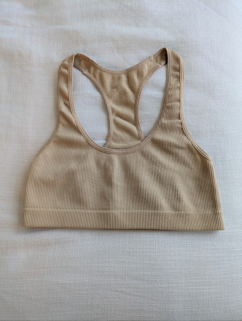 LIVELY Ribbed Racerback Bralette, Cream Beige, SMALL